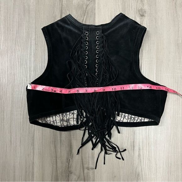 Thomas Wylde suede vest with metal skull accents, fringe authentic sz L vintage - Picture 15 of 16